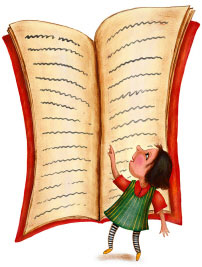 Girl with big book