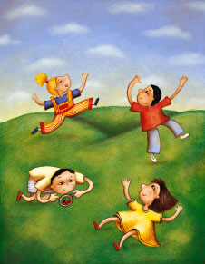 Kids playing in field