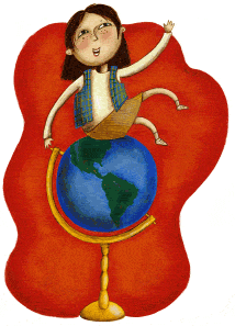 Girl on globe